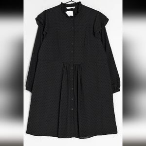 Mango Elegant Black Button-Up Dress